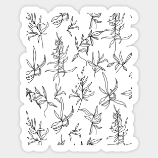 Various linear branch of leaves. Line art. Sticker